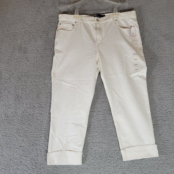 Gap Mid Rise Universal Slim Boyfriend Jeans with Washwell White - Picture 1 of 8